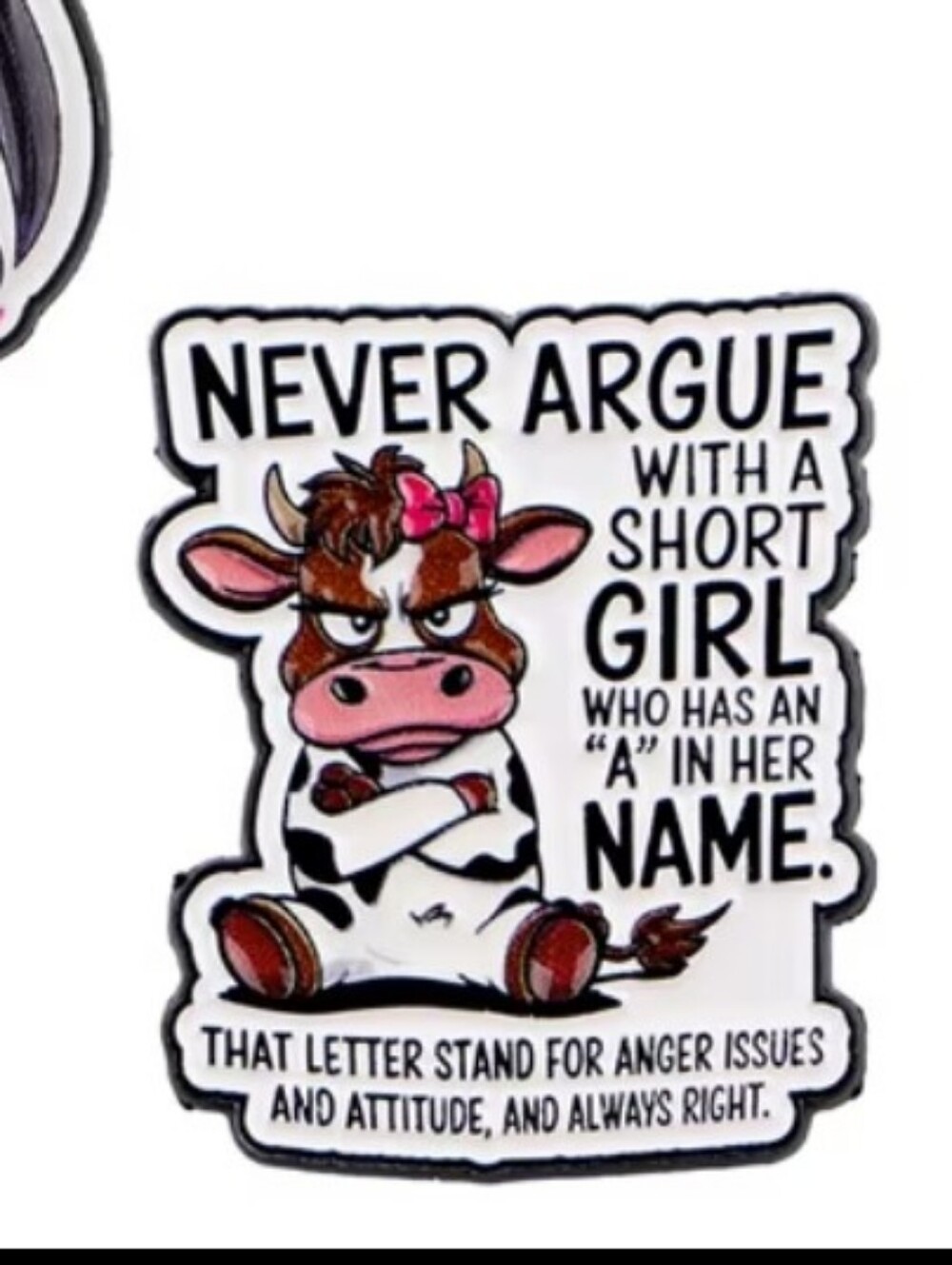 Novelty Cow Brooch Pin – Pink & Brown Accent